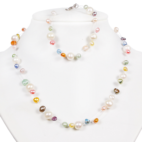 Armkette + Halskette 7068 - Süßwasserperlen - zum Schließen ins Bild klicken